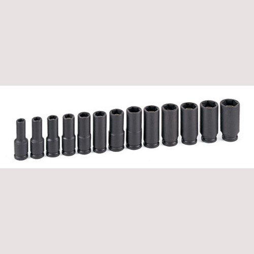 Grey Pneumatic 1213MDG 3/8" Drive 13 Pc. Deep Metric Magnetic Impact Set