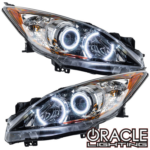 Detailed view of Oracle Lighting Mazda 3 Headlights, Front view of Oracle Lighting Mazda 3 Headlights, Side view of Oracle Lighting Mazda 3 Headlights, Back view of Oracle Lighting Mazda 3 Headlights, White variant of Oracle Lighting Mazda 3 Headlights, Blue variant of Oracle Lighting Mazda 3 Headlights, Purple variant of Oracle Lighting Mazda 3 Headlights, Oracle Lighting Mazda 3 Headlights w/RF Controller, Oracle Lighting Mazda 3 Headlights w/2.0 Controller, Oracle Lighting Mazda 3 Headlights w/No Controller, Oracle Lighting Mazda 3 Headlights w/BC1 Controller, Oracle Lighting Mazda 3 Headlights w/Simple Controller