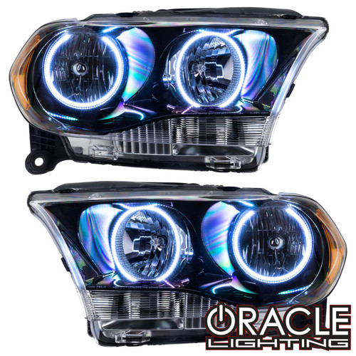 Close-up of Oracle Lighting Dodge Durango Headlights, Oracle Lighting Dodge Durango Headlights in white background, Back view of Oracle Lighting Dodge Durango Headlights, White variant of Oracle Lighting Dodge Durango Headlights, Blue variant of Oracle Lighting Dodge Durango Headlights, Oracle Lighting Dodge Durango Headlights w/RF Controller, Oracle Lighting Dodge Durango Headlights w/2.0 Controller, Oracle Lighting Dodge Durango Headlights w/No Controller, Oracle Lighting Dodge Durango Headlights w/BC1 Controller, Oracle Lighting Dodge Durango Headlights w/Simple Controller