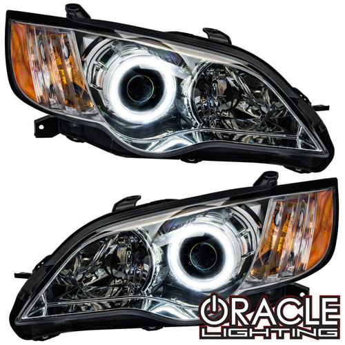 Front view of Oracle Lighting 2008-2009 Subaru Legacy Sedan Pre-Assembled LED Halo Headlights, Oracle Lighting 2008-2009 Subaru Legacy Sedan Pre-Assembled LED Halo Headlights in White, Oracle Lighting 2008-2009 Subaru Legacy Sedan Pre-Assembled LED Halo Headlights in Blue, Oracle Lighting 2008-2009 Subaru Legacy Sedan Pre-Assembled LED Halo Headlights in Red, Oracle Lighting 2008-2009 Subaru Legacy Sedan Pre-Assembled LED Halo Headlights in Amber, Oracle Lighting 2008-2009 Subaru Legacy Sedan Pre-Assembled LED Halo Headlights in UV/Purple, Oracle Lighting 2008-2009 Subaru Legacy Sedan Pre-Assembled LED Halo Headlights in ColorSHIFT® - w/ No Controller, Detailed view of Oracle Lighting 2008-2009 Subaru Legacy Sedan Pre-Assembled LED Halo Headlights, Back view of Oracle Lighting 2008-2009 Subaru Legacy Sedan Pre-Assembled LED Halo Headlights