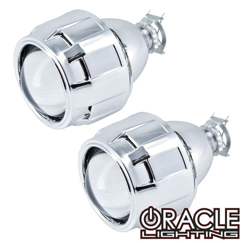 Front view of Oracle Lighting 2.5" Bi-Xenon 70mm H1 Retrofit Projectors with Bezels, Set of Oracle Lighting 2.5" Bi-Xenon 70mm H1 Retrofit Projectors with Bezels, Detailed view of Oracle Lighting 2.5" Bi-Xenon 70mm H1 Retrofit Projectors with Bezels, Sample appearance of Oracle Lighting 2.5" Bi-Xenon 70mm H1 Retrofit Projectors with Bezels