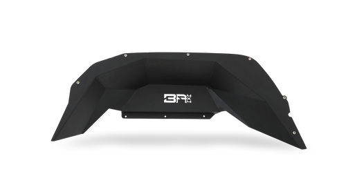 Front view of Body Armor 2019-2024 Jeep Gladiator JT Rear Fender Liners, Side view of Body Armor 2019-2024 Jeep Gladiator JT Rear Fender Liners, Side angle of Body Armor 2019-2024 Jeep Gladiator JT Rear Fender Liners