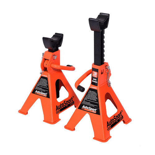 Front view of AutoSport 3 Ton Jack Stand with Self-Locking Ratcheting Arm pair
