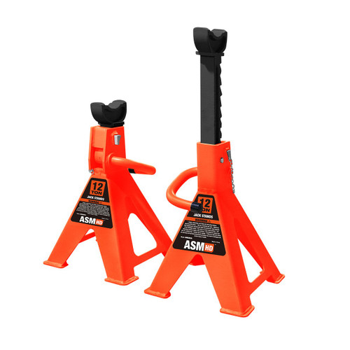 Front view of AutoSport 12 Ton Jack Stand with Locking Pin pair