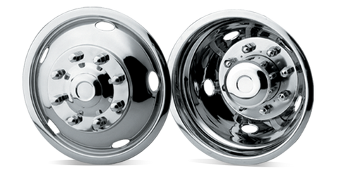 Front view of Mr. Lugnut 16" Stainless Steel Ford 8-Lug Wheel Simulators 8x6.5 and 8x170