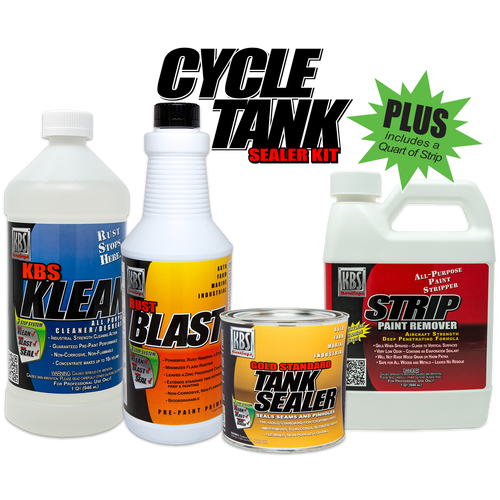 Close-up of KBS Coatings Cycle Tank Sealer PLUS Kit, Sample result of KBS Coatings Cycle Tank Sealer PLUS Kit