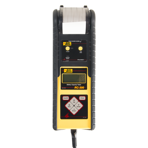 Front view of AutoMeter RC-300 Intelligent Handheld Tester with Bolt Printer