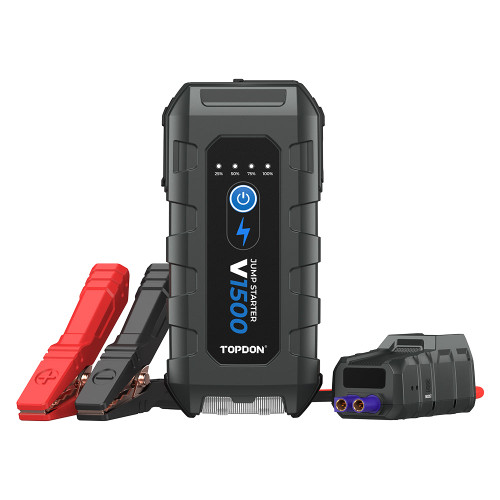 TopDon V1500 Portable Jump Starter & Booster, Power Bank & Flashlight, 1500 Peak Amps (TD52130184)