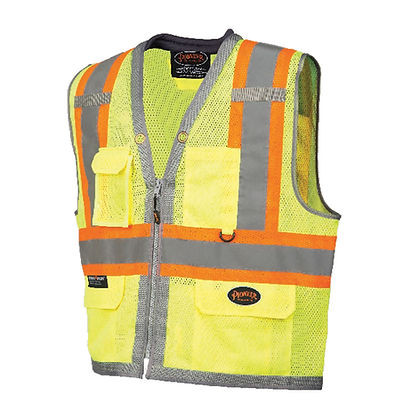 Pioneer Safety Hi-Vis Mesh Surveyor Vest with Padded Collar, Large (V1010460U-L)