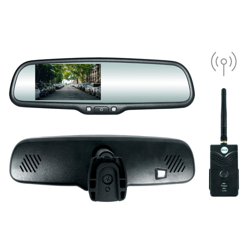 4.3-inch rear view mirror with auto brightness, high-quality aftermarket replacement, dual video inputs, and a thick glass OEM-style mirror for improved visibility.