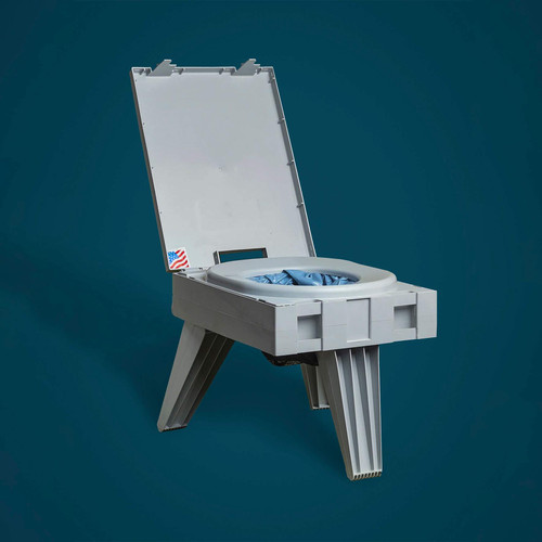 Portable camping toilet, foldable design, supports 500 lbs
