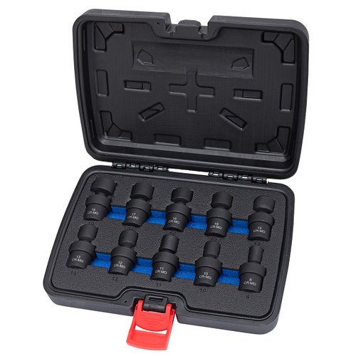 Detailed view of Eastwood 10pc 3/8 Inch Metric Impact Swivel Socket Set