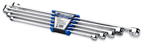 Eastwood 5 Piece Extra Long Double Box End Metric Wrench Set in a Storage Rack, Eastwood 5 Piece Extra Long Double Box End Metric Wrench Set in White Background