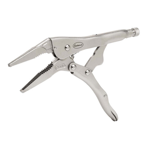 Eastwood 9 Inch Long Nose Locking Plier CR-MO Steel in white background, Close-up of Eastwood 9 Inch Long Nose Locking Plier CR-MO Steel