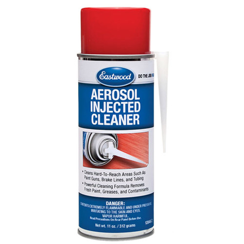 Front view of Eastwood Aerosol Injected Cleaner 11 oz, Eastwood Aerosol Injected Cleaner 11 oz in use