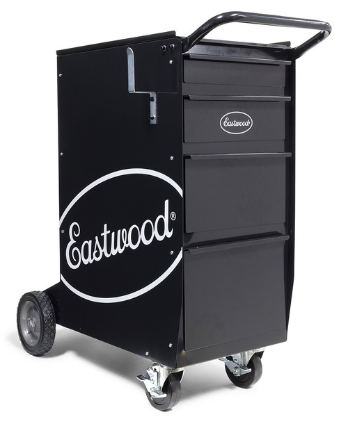 Front view of Eastwood Toolbox Welding Cart, Back view of Eastwood Toolbox Welding Cart, Detailed view of Eastwood Toolbox Welding Cart