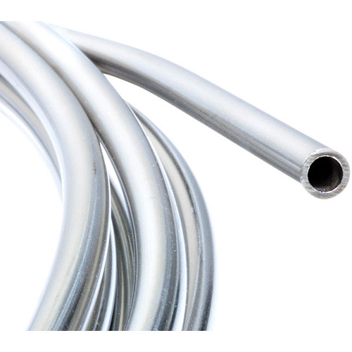Close up view of Eastwood 1/4in x 20ft Stainless Steel Brake Tubing Kit with SAE Fittings, Eastwood 1/4in x 20ft Stainless Steel Brake Tubing Kit with SAE Fittings in white background