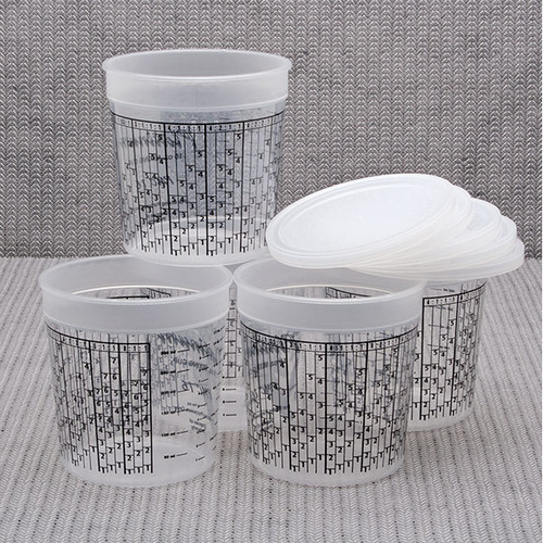 Detailed view of Eastwood 1 Pint Universal Mixing Cups for Paints and Solvents Set of 5