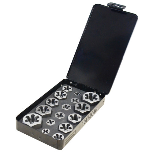HHIP 16 PIECE 1/4-3/4" HEXAGON RETHREADING DIE SET (1017-0016)