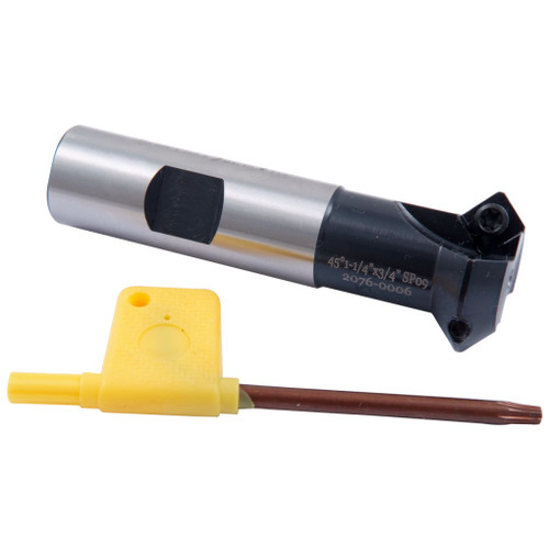 HHIP 45 DEGREE 1-1/4" X 3/4 SHANK 2-INSERT INDEXABLE CHAMERING END MILL (2076-0006)
