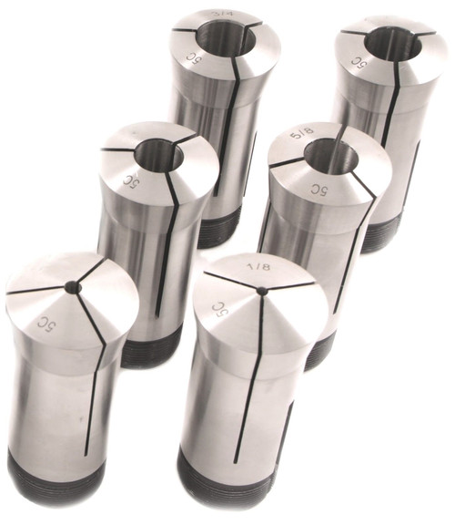 HHIP 1/8 TO 3/4" BY 8THS 6 PIECE 5C COLLET SET (3900-0012)
