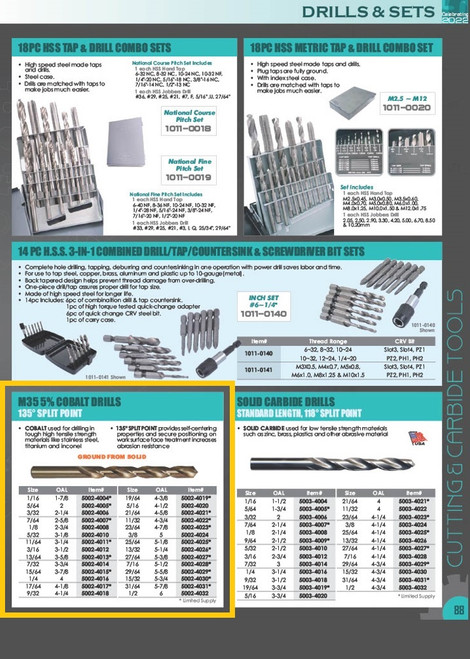 HHIP 5/16 X 4-1/2 X 3-3/16" M35 5% COBALT JOBBER DRILL (5002-4020)