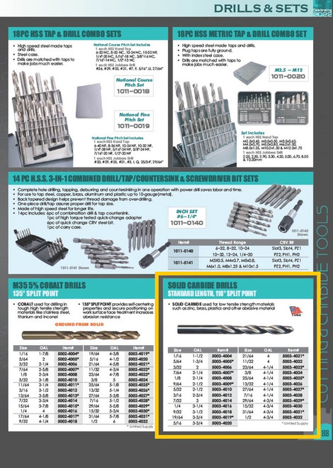 HHIP 1/8 X 2-1/4" 118 DEGREE SOLID CARBDIE DRILL - USA MADE (5003-4008)