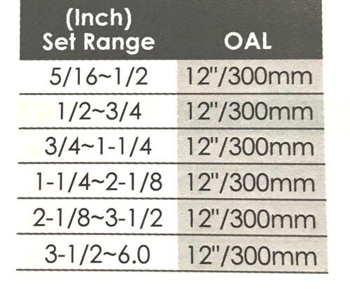 DASQUA 6 PIECE 12" LONG 5/16 TO 6" TELESCOPING GAGE SET (5911-0001)