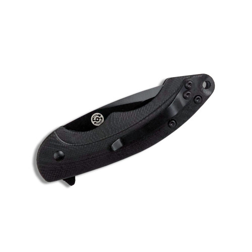 Folded view of ABKT Shadow Hornet Liner Lock Knife G-10 Handle, Front view of ABKT Shadow Hornet Liner Lock Knife G-10 Handle