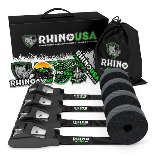 RHINO USA LASHING STRAPS 1IN X 12FT - SET OF 4Ê(BLACK) (LASHING-STRAP-4PK)