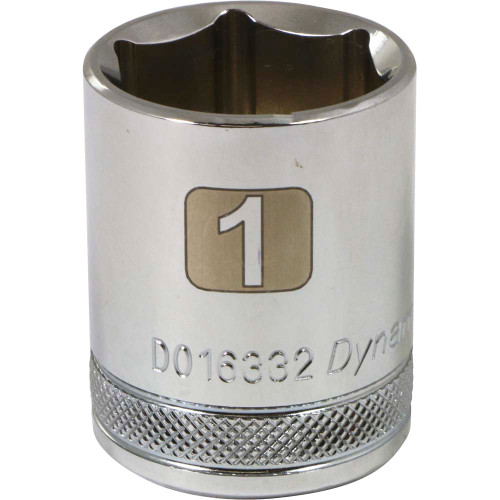 Dynamic Tools 1/2" Drive 6 Point SAE, 1" Standard Length, Chrome Finish Socket (D016332) Main Image