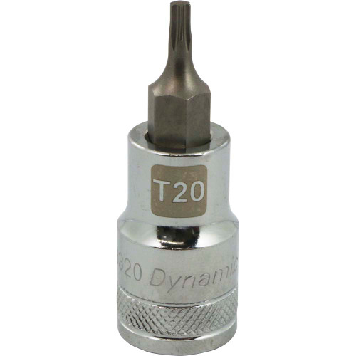 Dynamic Tools 1/2" Drive Torx® Head, T20 Bit Regular Length, Chrome Finish Socket (D013320) Main Image