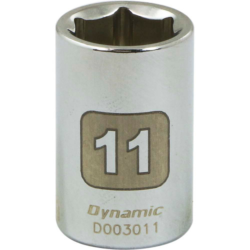 Dynamic Tools 1/4" Drive 6 Point Metric, 11mm Standard Length, Chrome Finish Socket (D003011) Main Image