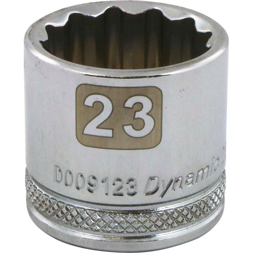Dynamic Tools 3/8" Drive 12 Point Metric, 23mm Standard Length, Chrome Finish Socket (D009123) Main Image