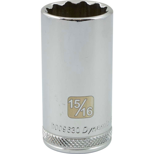 Dynamic Tools 3/8" Drive 12 Point SAE, 15/16" Deep Length, Chrome Finish Socket (D009630) Main Image