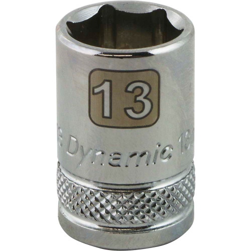 Dynamic Tools 3/8" Drive 6 Point Metric, 13mm Standard Length, Chrome Finish Socket (D008013) Main Image