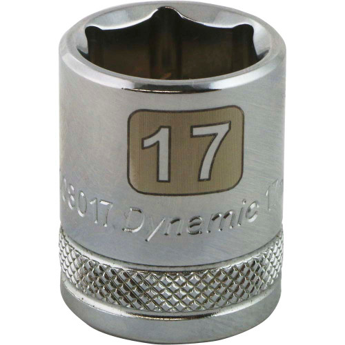 Dynamic Tools 3/8" Drive 6 Point Metric, 17mm Standard Length, Chrome Finish Socket (D008017) Main Image