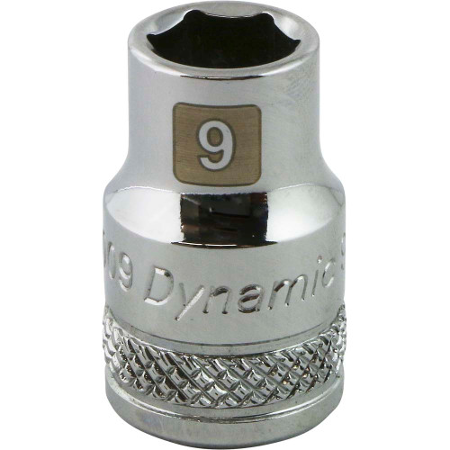 Dynamic Tools 3/8" Drive 6 Point Metric, 9mm Standard Length, Chrome Finish Socket (D008009) Main Image