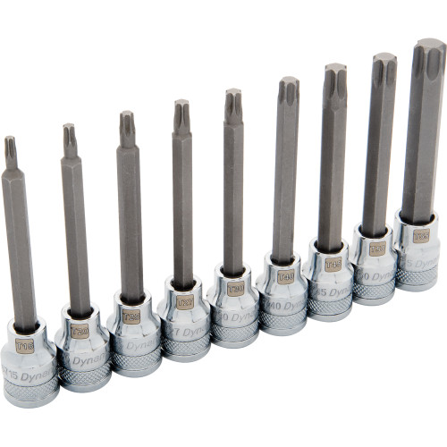 Dynamic Tools 3/8" Drive 9 Piece Long, Torx® Socket Set, T15 - T55 (D010019) Main Image