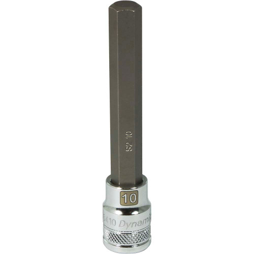 Dynamic Tools 3/8" Drive Metric Hex Head, 10mm Long Bit, Chrome Finish Socket (D006410) Main Image
