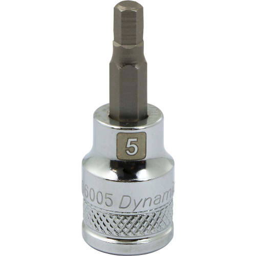 Dynamic Tools 3/8" Drive Metric Hex Head, 5mm Bit Standard Length, Chrome Finish Socket (D006005) Main Image
