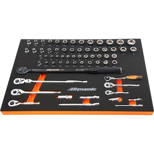 Dynamic Tools 65 Piece 1/4", 3/8" Drive Socket & Attachment and Torque Wrench Set With Foam Tool Organizer (D096004-FT1T) Main Image