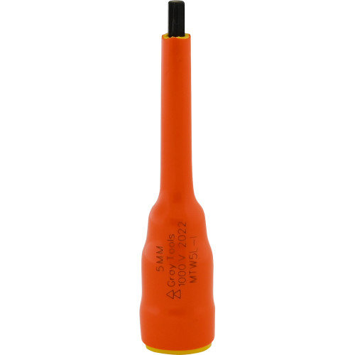 Gray Tools 5mm X 3/8" Drive Extra Long Hex Head, 1000V Insulated Socket (MTW5L-I) Main Image