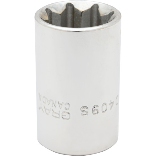 Gray Tools 9/16" X 1/2" Drive, 8 Point Standard Length, Chrome Finish Socket (D409S) Main Image
