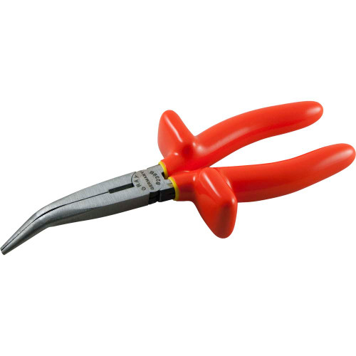 Gray Tools Needle Nose Pliers, 45 Degree Curve With Cutter, 6-1/4" Long, 2" Jaw, 1000V Insulated (B238B-I) Main Image