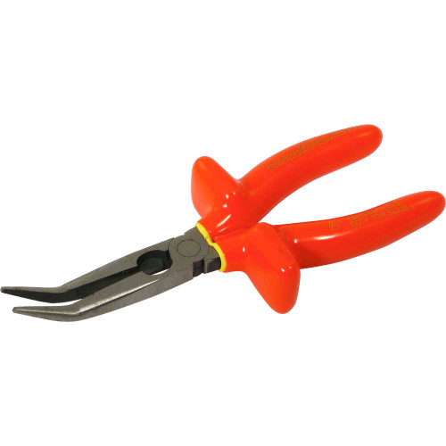 Gray Tools Needle Nose Pliers, 45 Degree Curve With Cutter, 7-7/8" Long, 2-3/4" Jaw, 1000V Insulated (B239B-I) Main Image