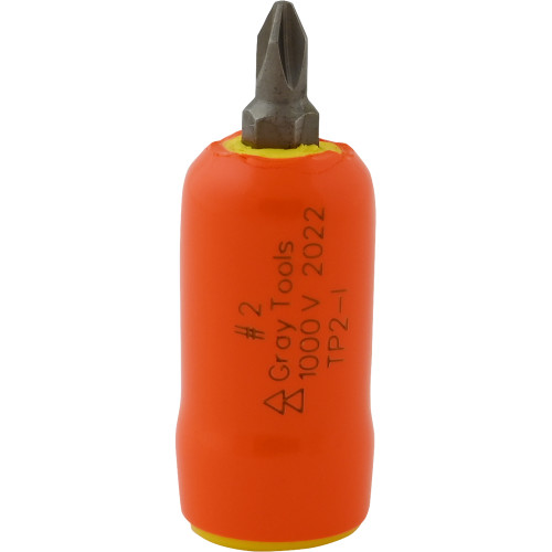 Gray Tools No. 2 X 3/8" Drive Standard Length Phillips Head, 1000V Insulated Socket (TP2-I) Main Image