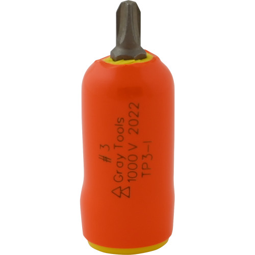 Gray Tools No. 3 X 3/8" Drive Standard Length Phillips Head, 1000V Insulated Socket (TP3-I) Main Image
