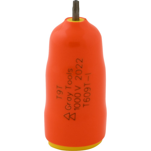 Gray Tools T9T X 3/8" Drive Standard Length Torx Head Tamper Resistant, 1000V Insulated Socket (T609T-I) Main Image