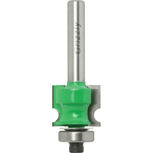 Grizzly Industrial Edge Beading Bit (Style #2), 1/4" Shank, Grizzly Industrial Edge Beading Bit (Style #2), 1/4" Shank w/ 11/16" Cutter Diameter, Grizzly Industrial Edge Beading Bit (Style #2), 1/4" Shank w/ 13/16" Cutter Diameter